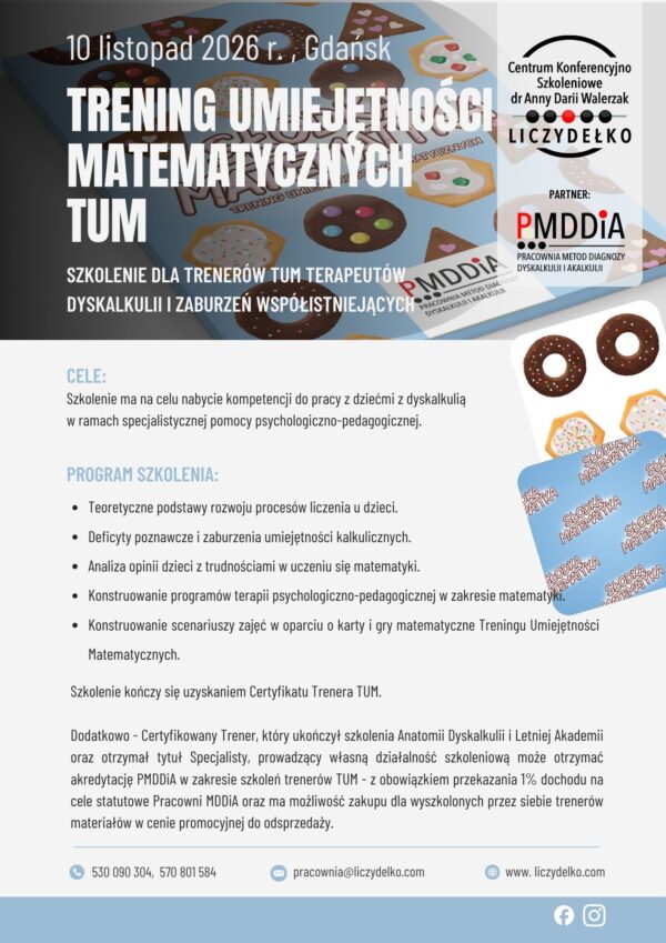 TRENING UMIEJĘTNOŚCI MATEMATYCZNYCH szkolenie dla trenerów TUM -10h